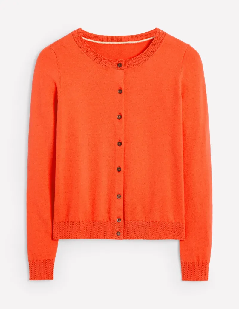 Pullover & Strickjacken | Boden Emilia Baumwollstrickjacke mit Rundhalsausschnitt- Mandarinenorange