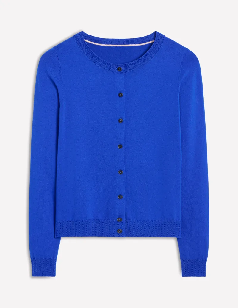 Pullover & Strickjacken | Boden Emilia Baumwollstrickjacke mit Rundhalsausschnitt-Leuchtendes Blau LeuchtendesBlau