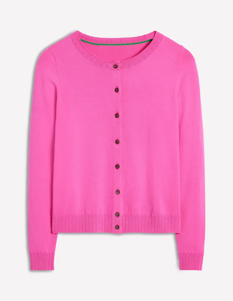 Pullover & Strickjacken | Boden Emilia Baumwollstrickjacke mit Rundhalsausschnitt- Rosa