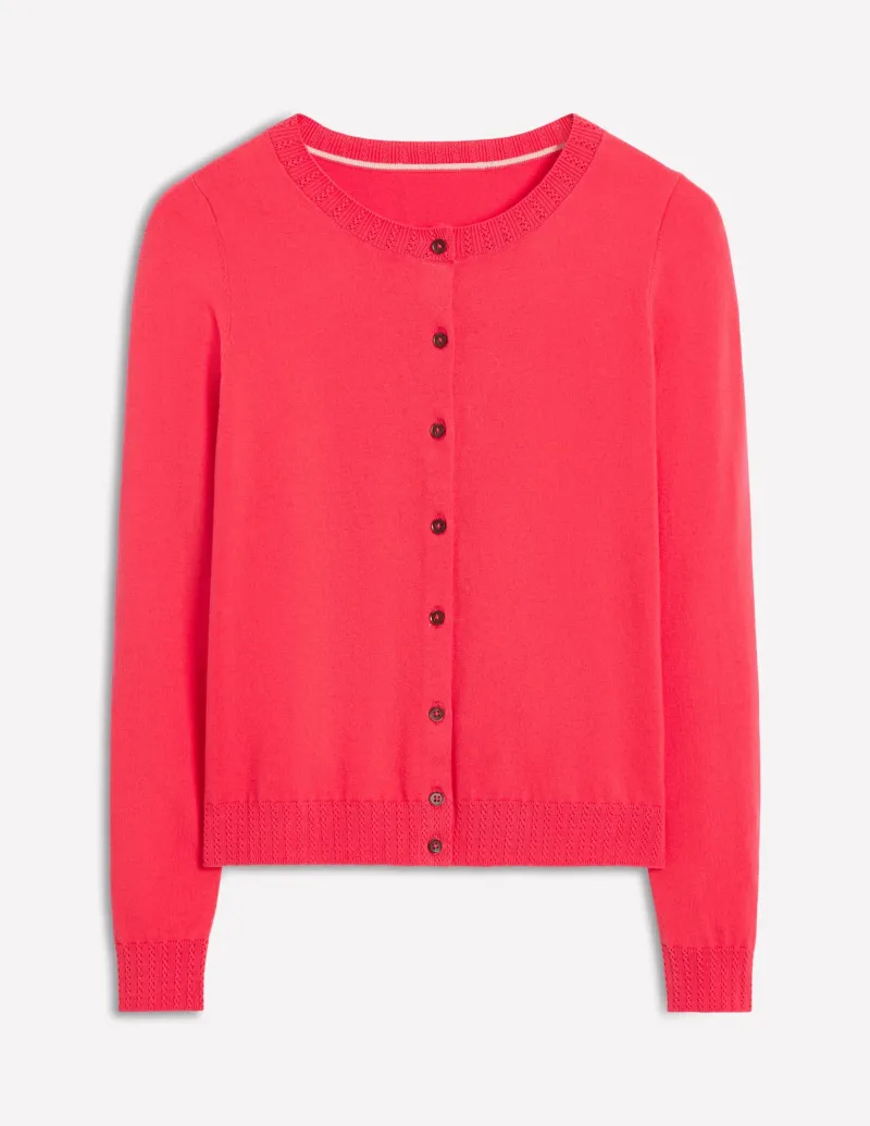 Pullover & Strickjacken | Boden Emilia Baumwollstrickjacke mit Rundhalsausschnitt- Kamelienrosa
