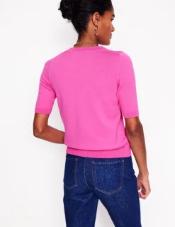 Nachtwäsche & Schlafanzüge | Pullover & Strickjacken | Boden Emilia Baumwoll-T-Shirt mit Rundhalsausschnitt- Rosa