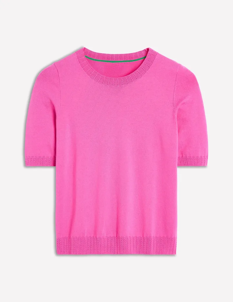 Nachtwäsche & Schlafanzüge | Pullover & Strickjacken | Boden Emilia Baumwoll-T-Shirt mit Rundhalsausschnitt- Rosa