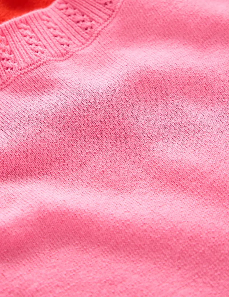 Nachtwäsche & Schlafanzüge | Pullover & Strickjacken | Boden Emilia Baumwoll-T-Shirt mit Rundhalsausschnitt- Pink/Knallrot