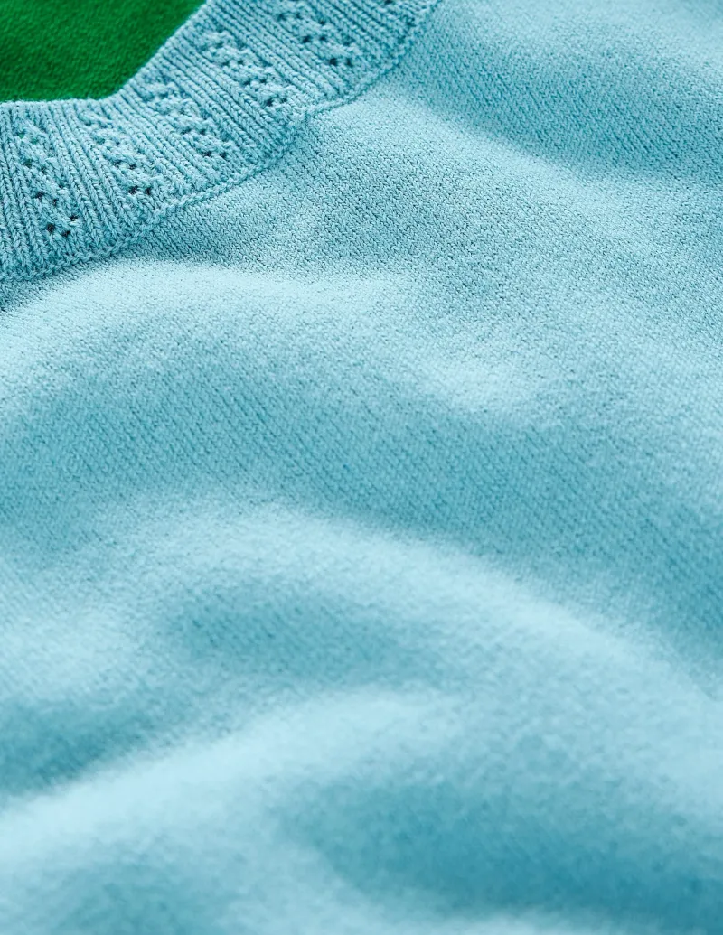 Nachtwäsche & Schlafanzüge | Pullover & Strickjacken | Boden Emilia Baumwoll-T-Shirt mit Rundhalsausschnitt- Entenei-Blau/Smaragdgrün