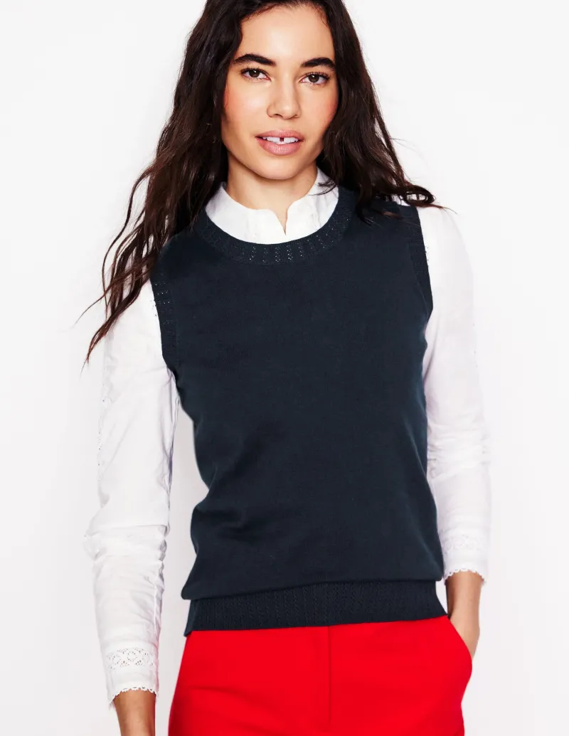 Pullover & Strickjacken | Boden Emilia Pullunder aus Baumwolle mit Rundhalsausschnitt- Marineblaue