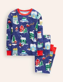 Nachtwäsche & Schlafanzüge | Boden Eng anliegender, langer Schlafanzug- Weihnachtshäuser