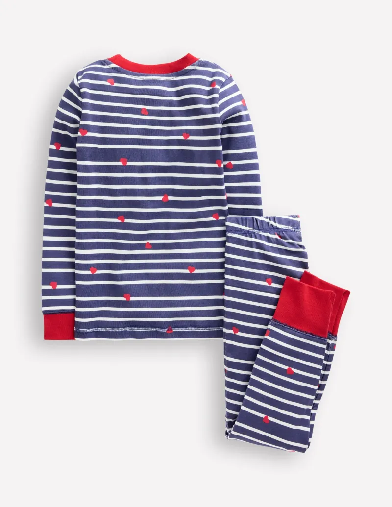 Nachtwäsche & Schlafanzüge | Boden Eng anliegender, langer Schlafanzug-Marineblau Breton mit winzigen Herzen MarineblauBretonmitwinzigenHerzen
