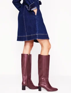 Stiefel | Absatzschuhe | Boden Erica Kniehohe Lederstiefel-Oxblood Leder OxbloodLeder