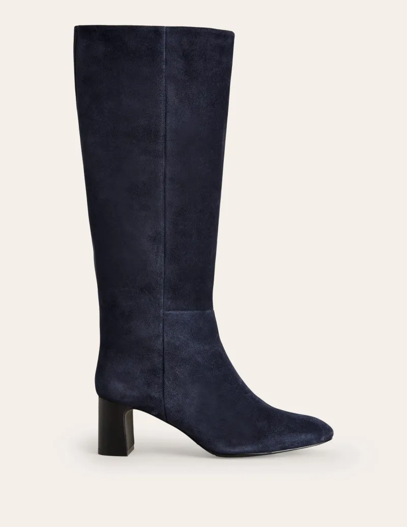 Stiefel | Absatzschuhe | Boden Erica Kniehohe Lederstiefel-Marineblau Veloursleder MarineblauVeloursleder