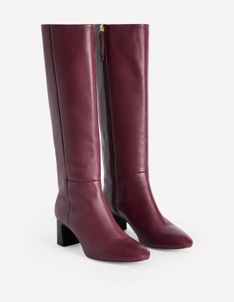 Stiefel | Absatzschuhe | Boden Erica Kniehohe Lederstiefel-Oxblood Leder OxbloodLeder