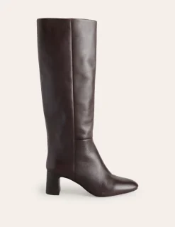 Stiefel | Absatzschuhe | Boden Erica Kniehohe Lederstiefel-Schokobraunes Leder SchokobraunesLeder