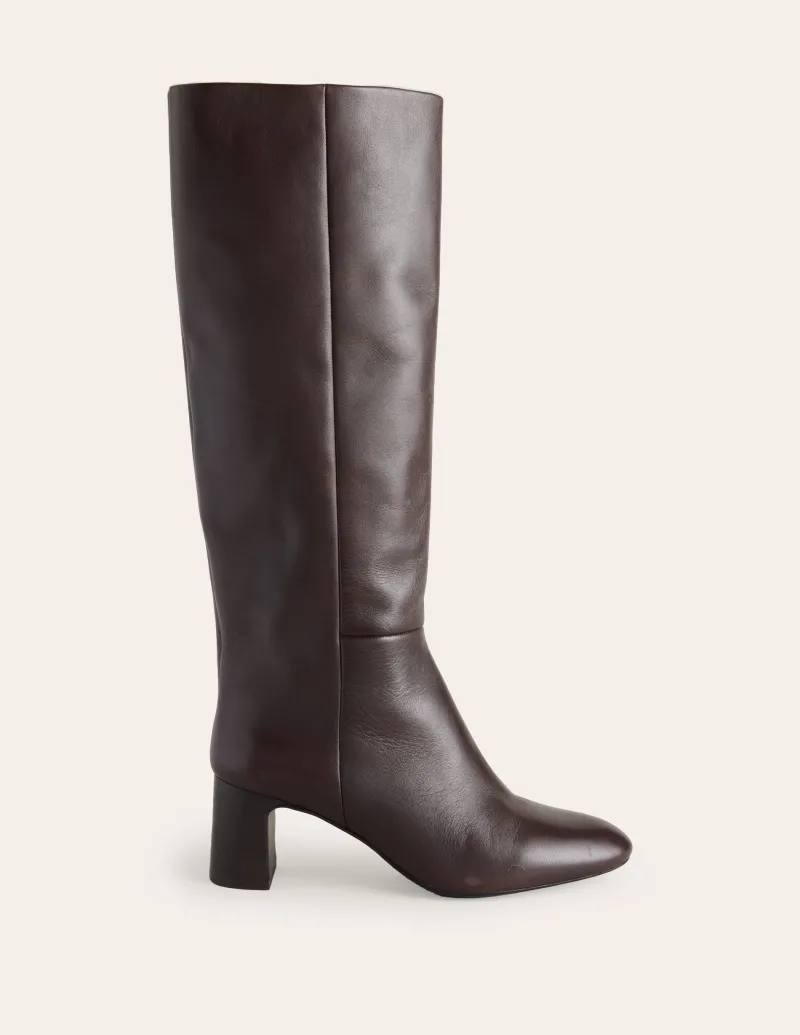 Stiefel | Absatzschuhe | Boden Erica Kniehohe Lederstiefel-Schokobraunes Leder SchokobraunesLeder