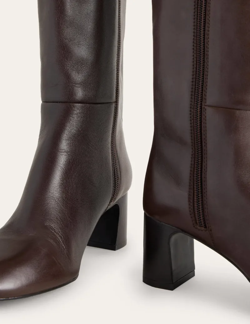 Stiefel | Absatzschuhe | Boden Erica Kniehohe Lederstiefel-Schokobraunes Leder SchokobraunesLeder