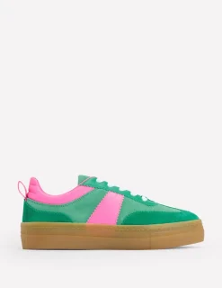 Flache Schuhe | Nachtwäsche & Schlafanzüge | Boden Erin Plateau-Tennisschuhe-Sattes Smaragdgrün/Festivalrosa SattesSmaragdgrün/Festivalrosa