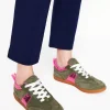 Nachtwäsche & Schlafanzüge | Flache Schuhe | Boden Erin Retro-Tennisschuhe-Khaki/Leuchtendes Pink Khaki/LeuchtendesPink