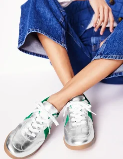 Flache Schuhe | Nachtwäsche & Schlafanzüge | Boden Erin Retro-Tennisschuhe- Silber