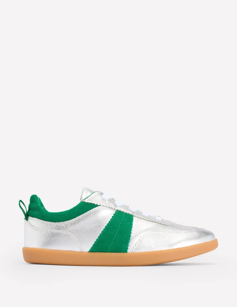 Flache Schuhe | Nachtwäsche & Schlafanzüge | Boden Erin Retro-Tennisschuhe- Silber