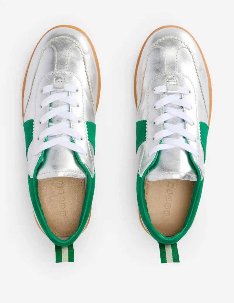 Flache Schuhe | Nachtwäsche & Schlafanzüge | Boden Erin Retro-Tennisschuhe- Silber