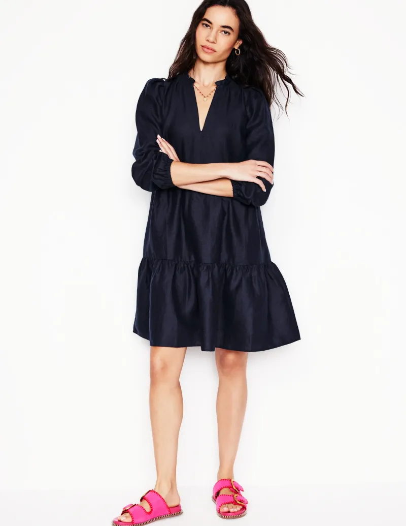 Kleider & Jumpsuits | Boden Esme Minikleid aus Leinen- Marineblaue