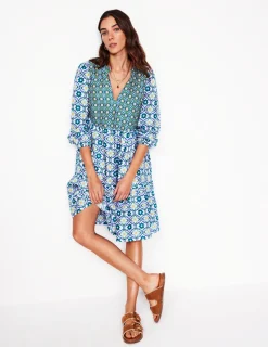 Kleider & Jumpsuits | Boden Esme Minikleid aus Leinen-Bunt, Geblümte Kachel Bunt,GeblümteKachel