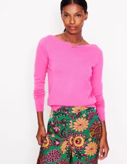 Pullover & Strickjacken | Boden Eva Kaschmirpullover mit U-Boot-Ausschnitt-Rosa Turmalin RosaTurmalin
