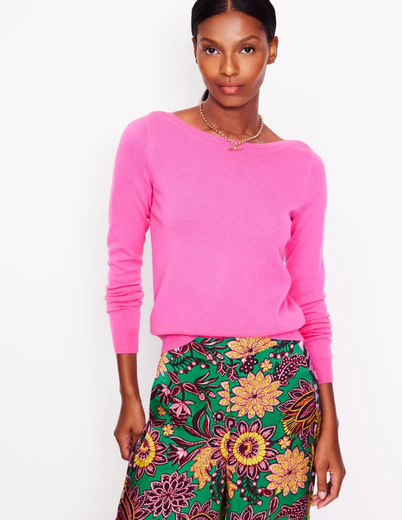 Pullover & Strickjacken | Boden Eva Kaschmirpullover mit U-Boot-Ausschnitt-Rosa Turmalin RosaTurmalin