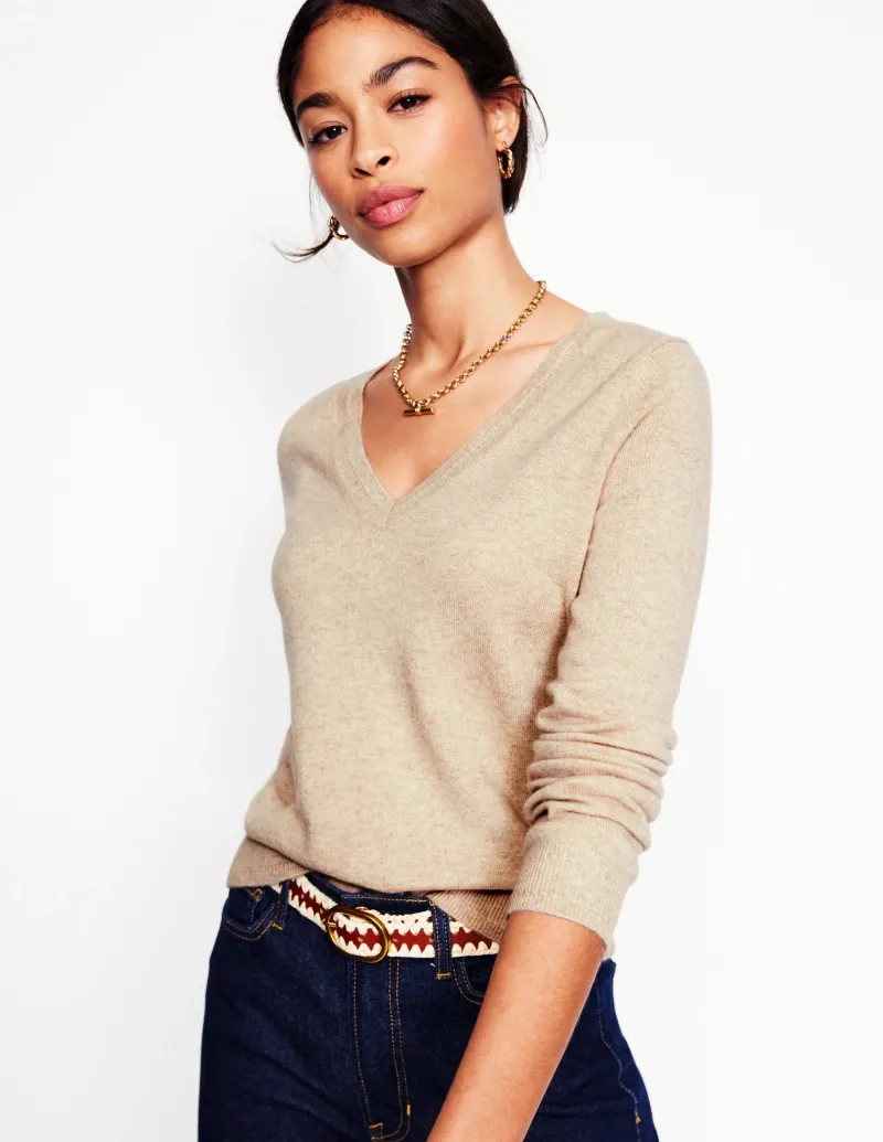 Pullover & Strickjacken | Boden Eva Kaschmirpullover mit V-Ausschnitt-Graubraun Meliert GraubraunMeliert