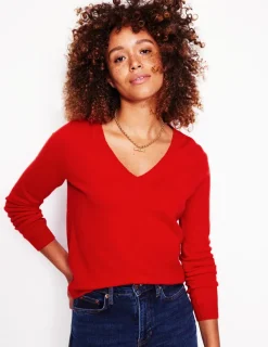 Pullover & Strickjacken | Boden Eva Kaschmirpullover mit V-Ausschnitt- Rouge-Rot
