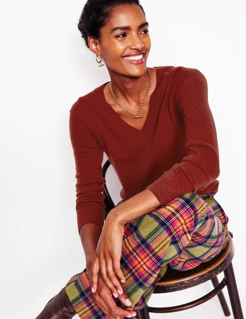 Pullover & Strickjacken | Boden Eva Kaschmirpullover mit V-Ausschnitt- Kupferbraun