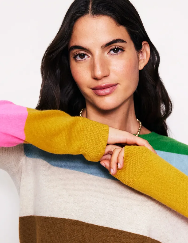 Pullover & Strickjacken | Boden Eva Kaschmirpullover mit Rundhalsausschnitt-Bunt, Regenbogen Bunt,Regenbogen