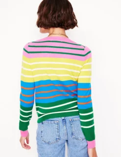 Pullover & Strickjacken | Boden Eva Kaschmirpullover mit Rundhalsausschnitt-Grün, Rosa, Leuchtendes Blau Bunt Grün,Rosa,LeuchtendesBlauBunt