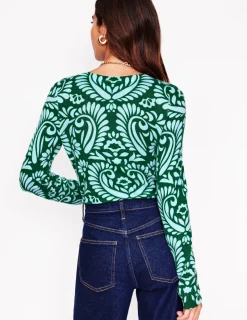 Pullover & Strickjacken | Boden Eva Kaschmirpullover mit Rundhalsausschnitt-Kiefergrün, Dekorative Flora Kiefergrün,DekorativeFlora