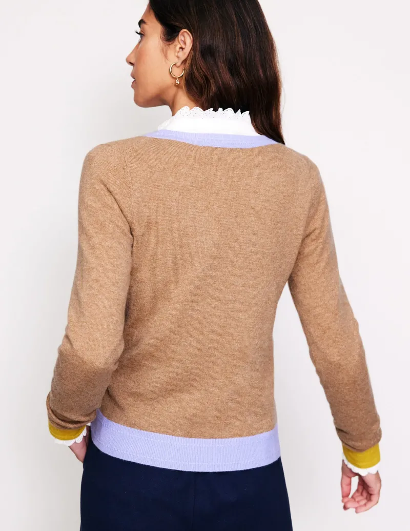 Pullover & Strickjacken | Boden Eva Kaschmirpullover mit V-Ausschnitt-Camel Meliert Blockfarben CamelMeliertBlockfarben