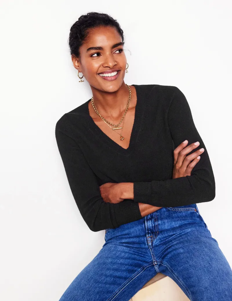 Pullover & Strickjacken | Boden Eva Kaschmirpullover mit V-Ausschnitt- Schwarz
