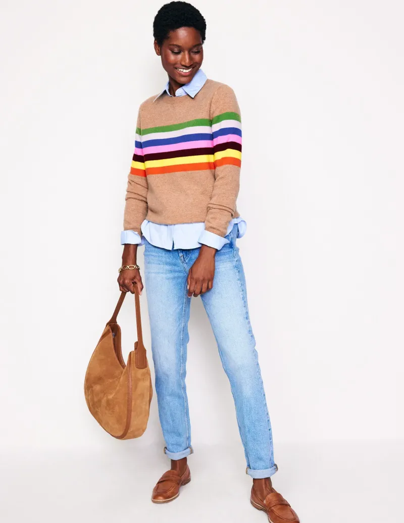 Pullover & Strickjacken | Boden Eva Kaschmirpullover mit Rundhalsausschnitt-Kamelbraun Meliert, Regenbogen KamelbraunMeliert,Regenbogen