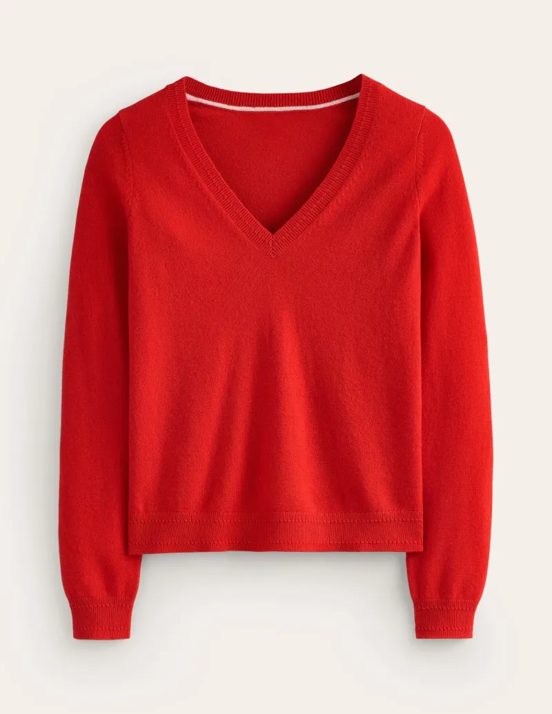 Pullover & Strickjacken | Boden Eva Kaschmirpullover mit V-Ausschnitt- Rouge-Rot