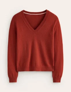 Pullover & Strickjacken | Boden Eva Kaschmirpullover mit V-Ausschnitt- Kupferbraun
