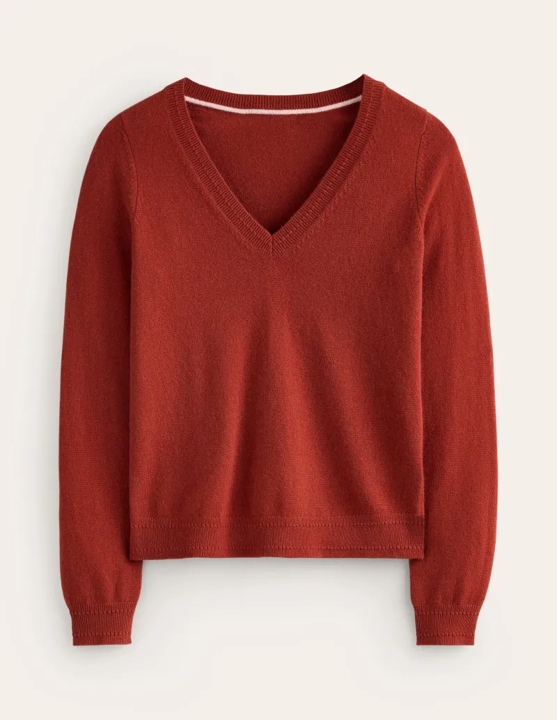 Pullover & Strickjacken | Boden Eva Kaschmirpullover mit V-Ausschnitt- Kupferbraun