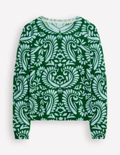 Pullover & Strickjacken | Boden Eva Kaschmirpullover mit Rundhalsausschnitt-Kiefergrün, Dekorative Flora Kiefergrün,DekorativeFlora