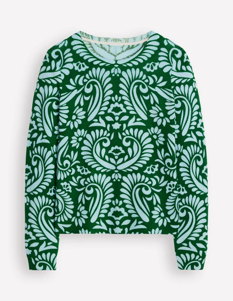 Pullover & Strickjacken | Boden Eva Kaschmirpullover mit Rundhalsausschnitt-Kiefergrün, Dekorative Flora Kiefergrün,DekorativeFlora