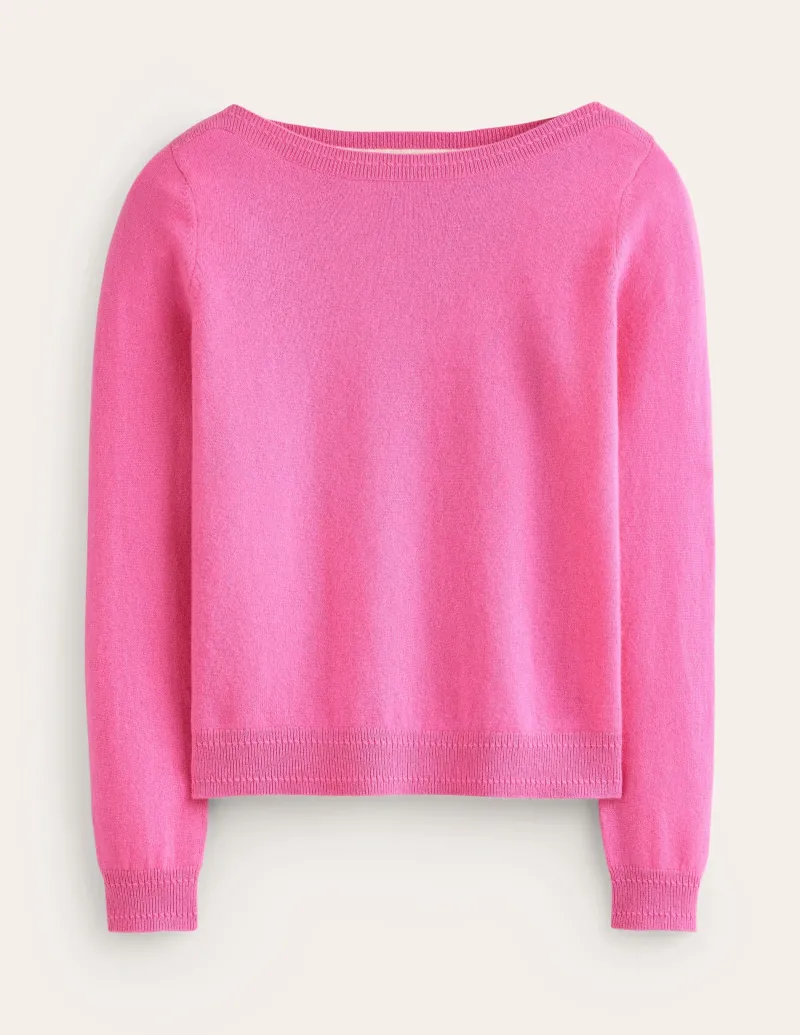 Pullover & Strickjacken | Boden Eva Kaschmirpullover mit U-Boot-Ausschnitt-Rosa Turmalin RosaTurmalin