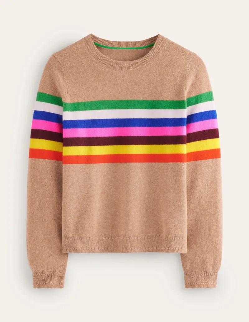 Pullover & Strickjacken | Boden Eva Kaschmirpullover mit Rundhalsausschnitt-Kamelbraun Meliert, Regenbogen KamelbraunMeliert,Regenbogen