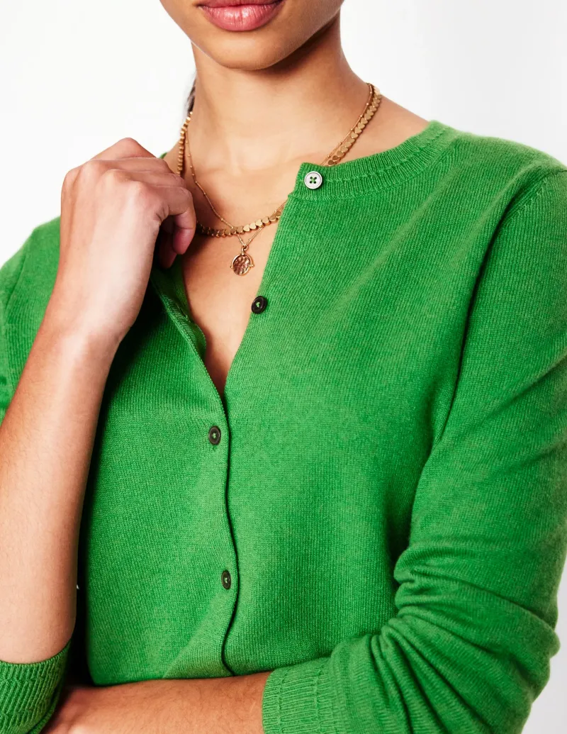 Pullover & Strickjacken | Boden Eva Kaschmir-Strickjacke mit Rundhalsausschnitt- Paradiesgrün