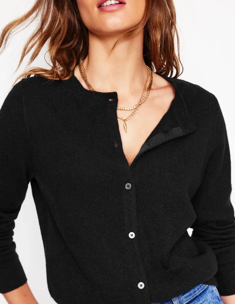Pullover & Strickjacken | Boden Eva Kaschmir-Strickjacke mit Rundhalsausschnitt- Schwarz