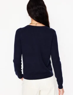 Pullover & Strickjacken | Boden Eva Kaschmir-Strickjacke mit Rundhalsausschnitt- Marineblau