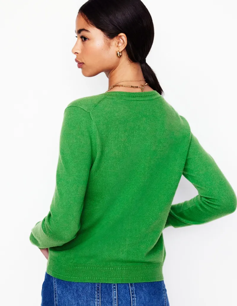 Pullover & Strickjacken | Boden Eva Kaschmir-Strickjacke mit Rundhalsausschnitt- Paradiesgrün