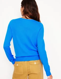 Pullover & Strickjacken | Boden Eva Kaschmir-Strickjacke mit Rundhalsausschnitt- Himmelblau