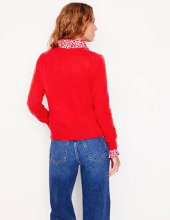 Pullover & Strickjacken | Boden Eva Kaschmir-Strickjacke mit Rundhalsausschnitt- Erbeerkuchenrot