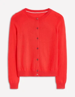 Pullover & Strickjacken | Boden Eva Kaschmir-Strickjacke mit Rundhalsausschnitt- Erbeerkuchenrot