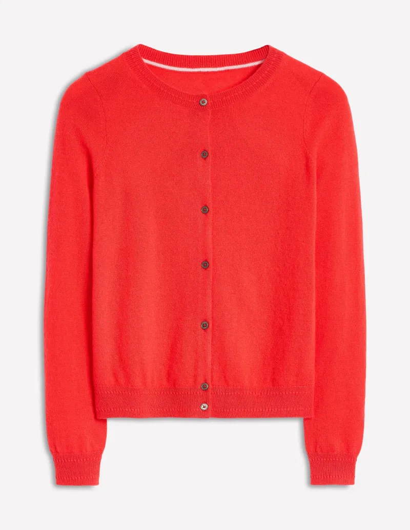 Pullover & Strickjacken | Boden Eva Kaschmir-Strickjacke mit Rundhalsausschnitt- Erbeerkuchenrot